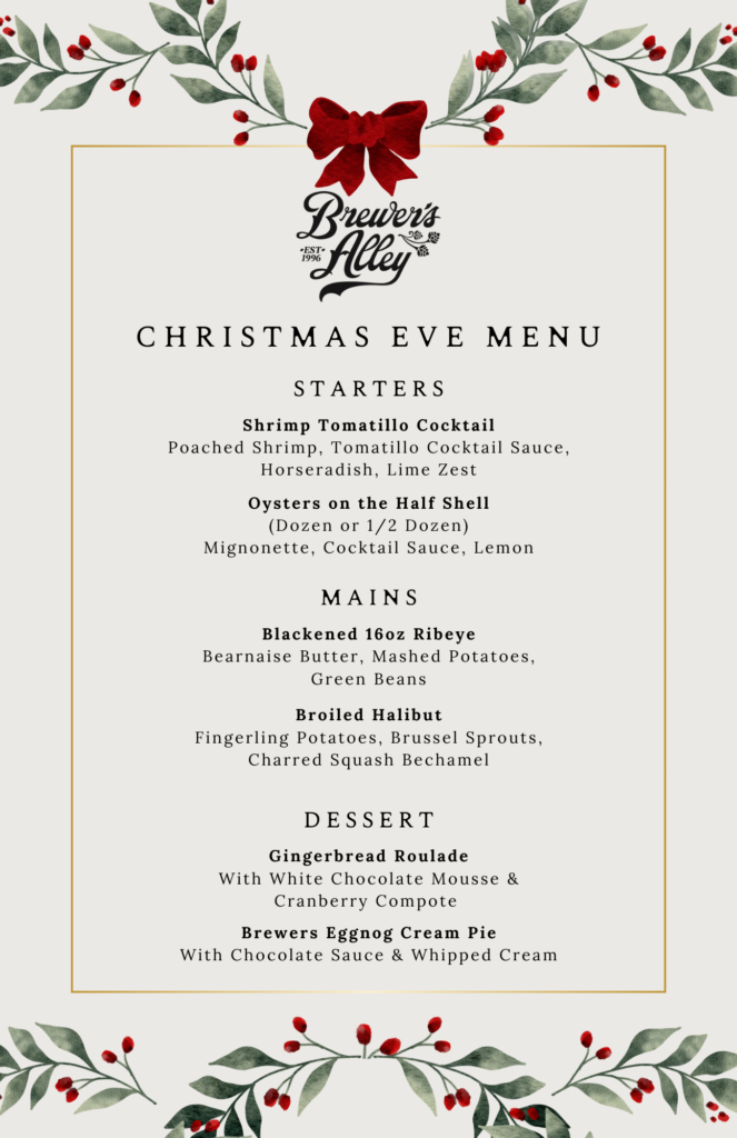 Brewer's Alley Christmas Eve Menu